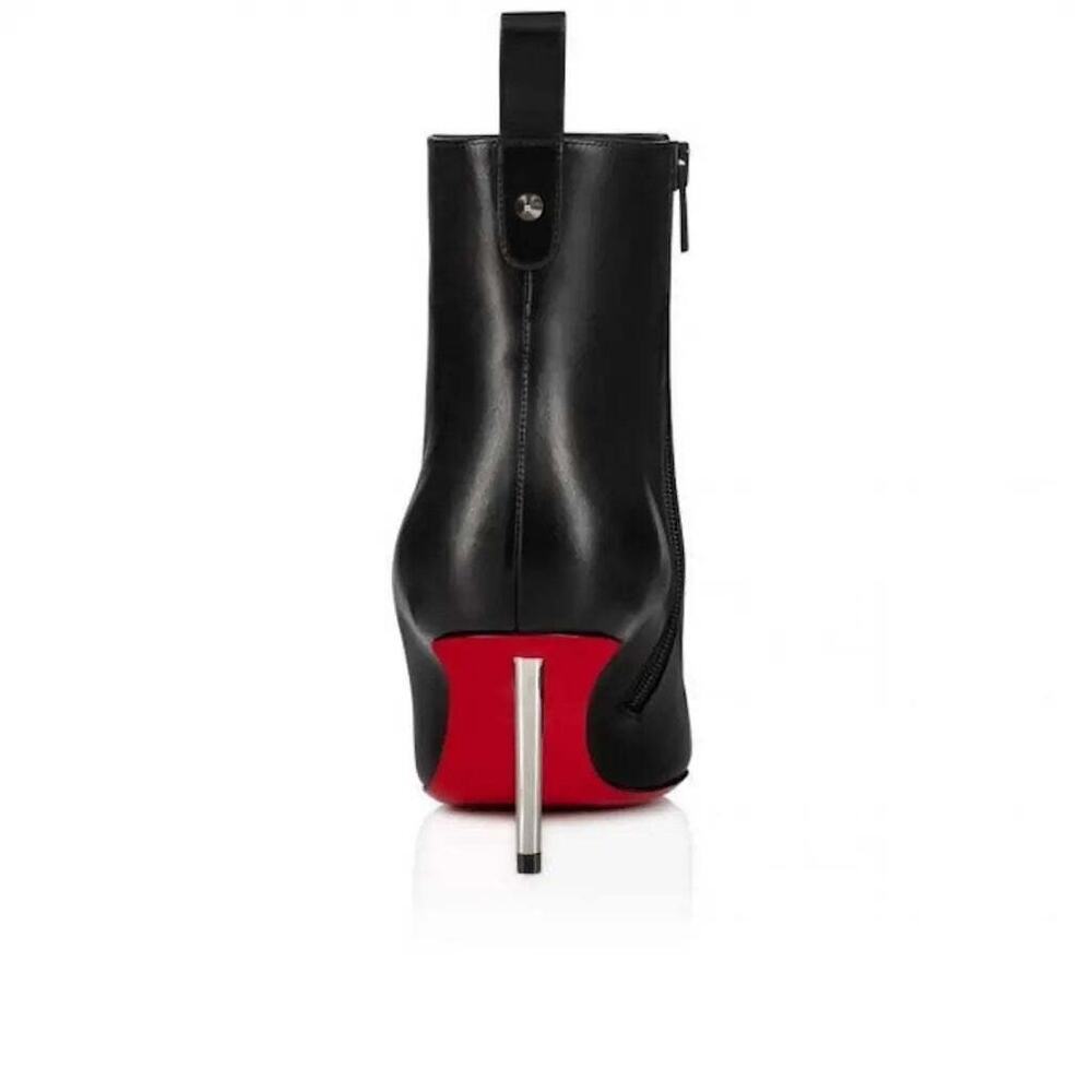 Christian Louboutin Epic Booty 70 Black Calf Leather Zipper Heel Ankle Boot 37.5 - Picture 10 of 12
